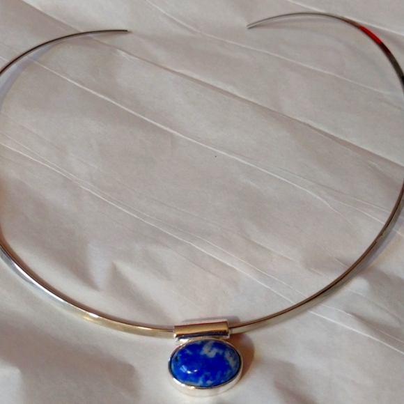 .925 Sterling Silver and Azurite Stone Pendant - Picture 8 of 11